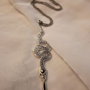 Silver Snake Pendant Necklace for Reptile Lovers